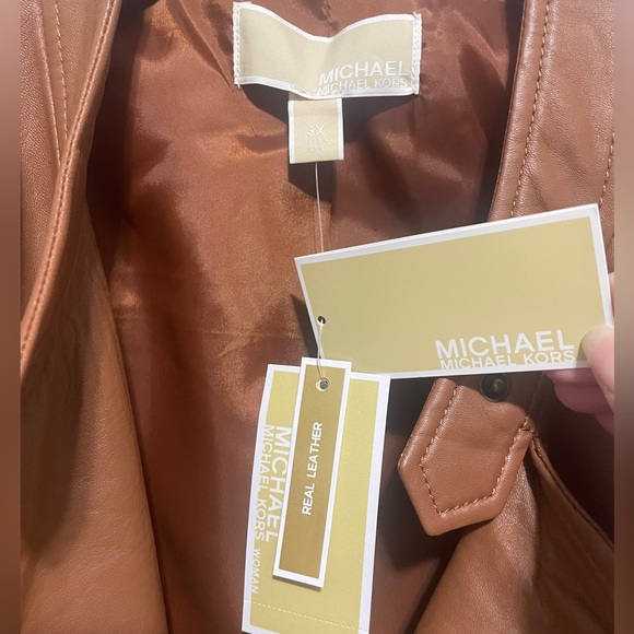 MICHAEL Michael Kors Tan Leather Jacket - Picture 11 of 13